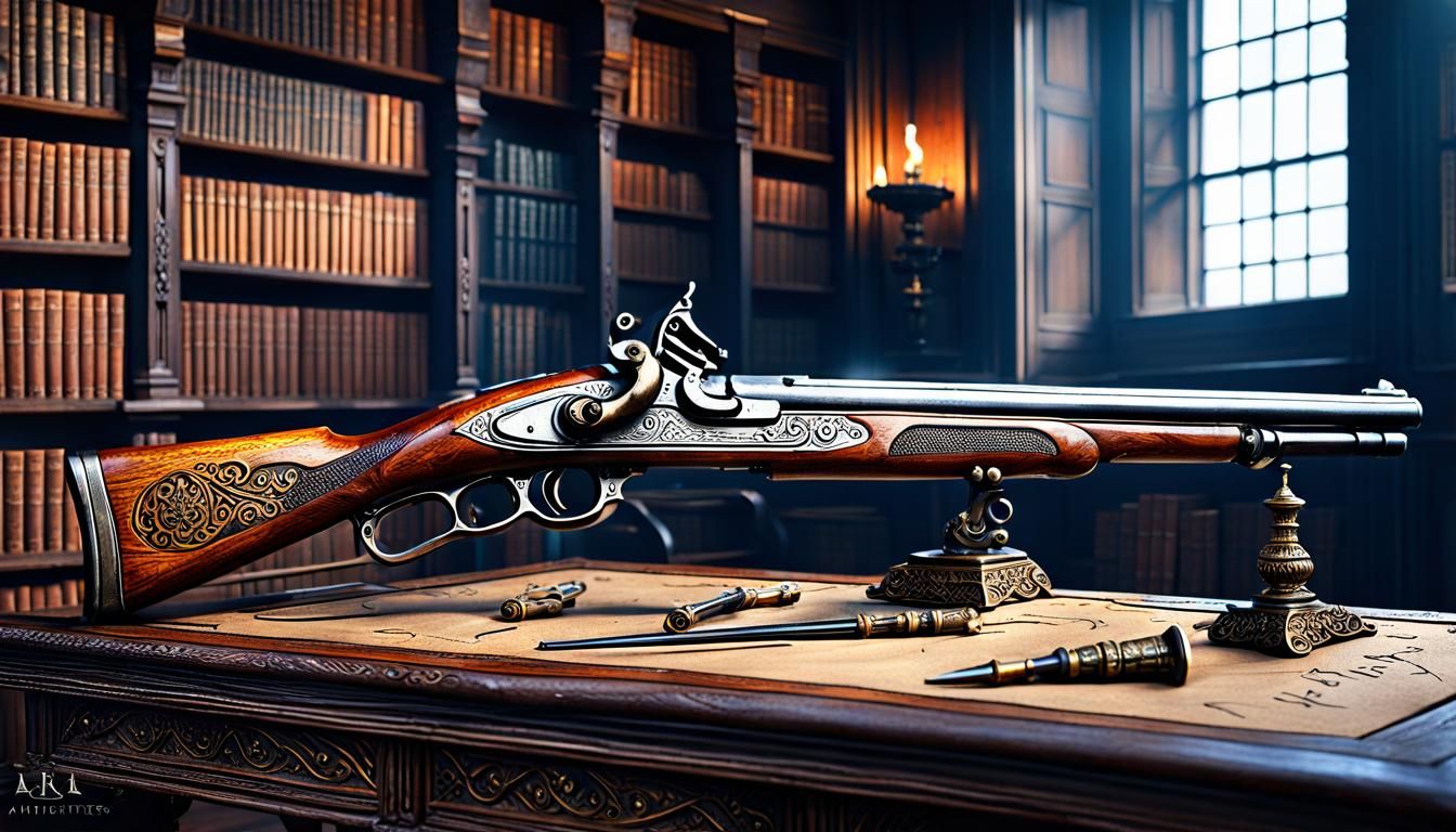 1400s Matchlock Gun in Museum, Detailed Matte Painting
