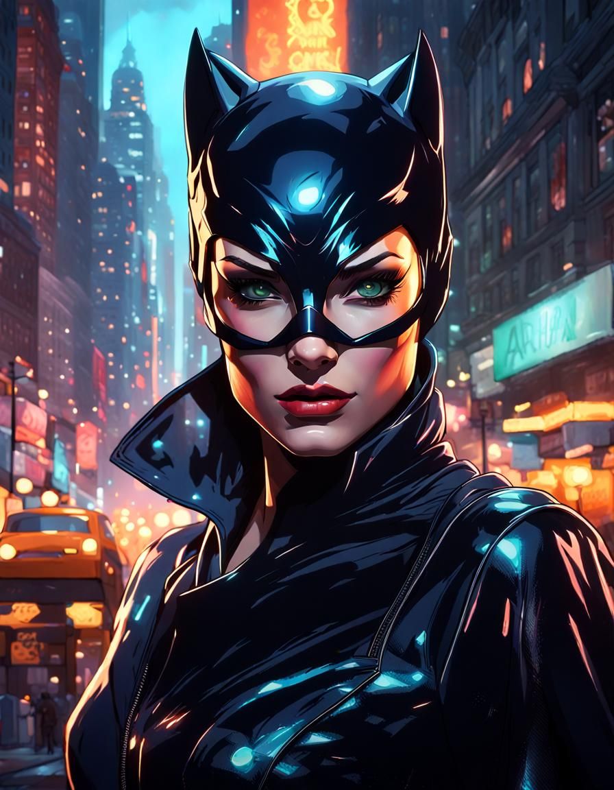 Catwoman in New York City at Night