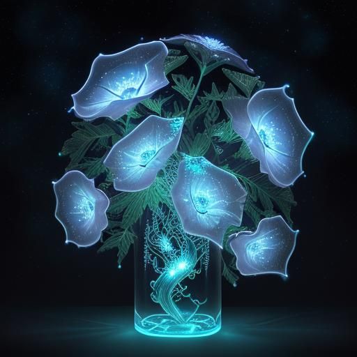Bioluminescent Fractal Plants in a Galactic Fantasy