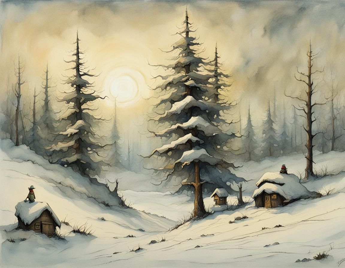 Winter Landscape in Jean Baptiste Monge Style