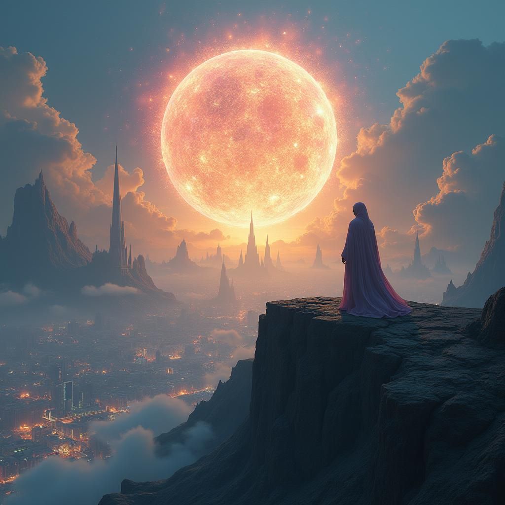 Ethereal Energy Over Metropolis: Fantasy Concept Art