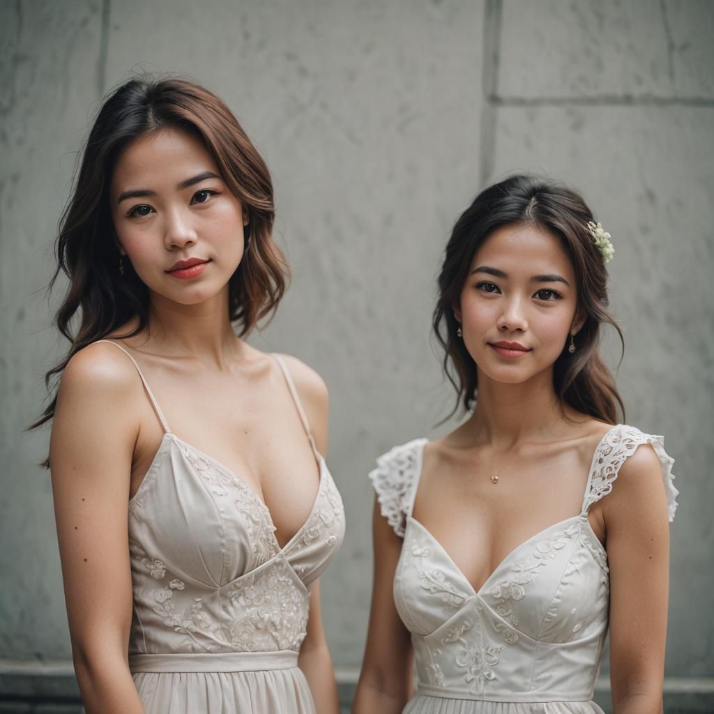 Women with Different Bosom Sizes Pose in Soft Focus Photogra...