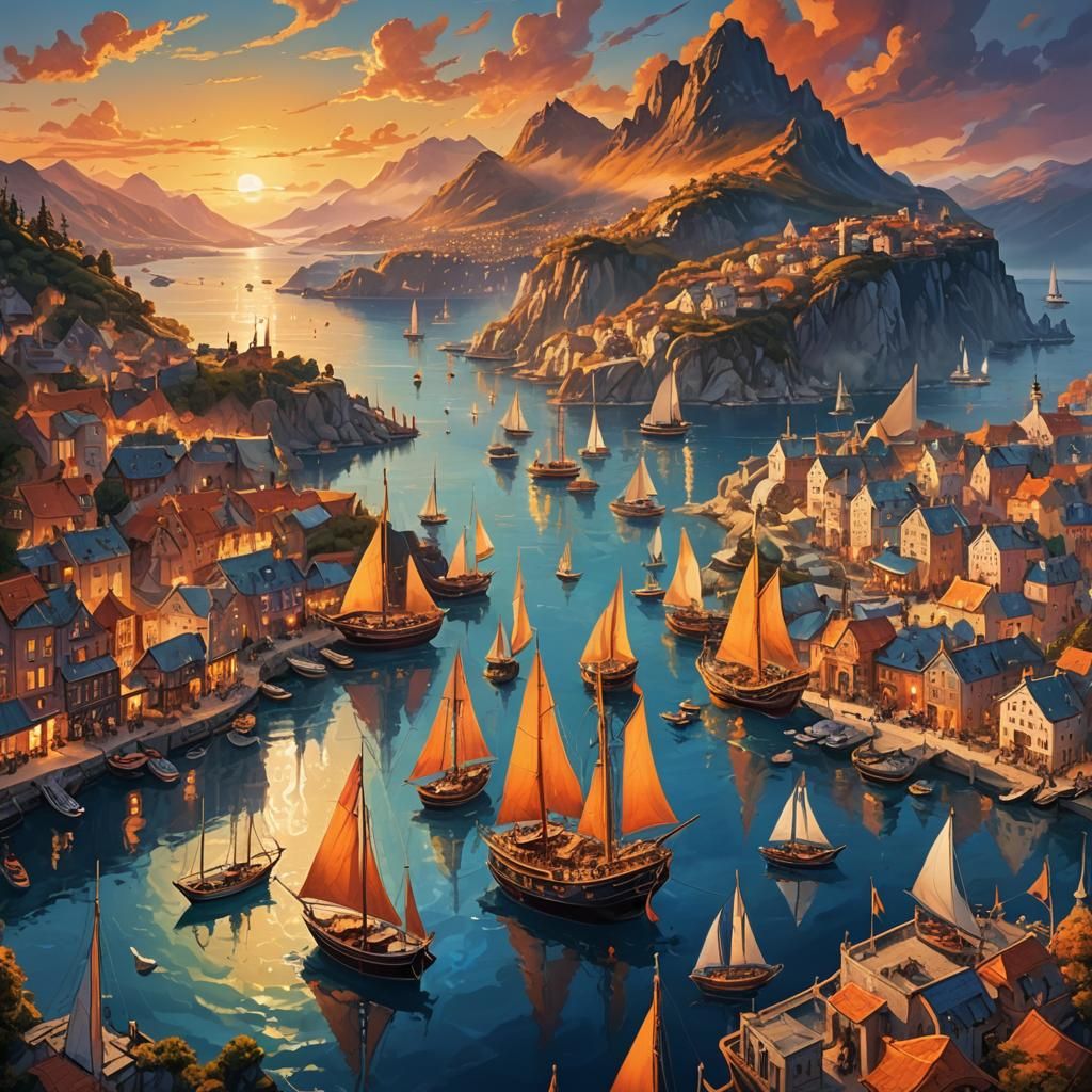 Fantasy Harbour Aerial View at Sunset