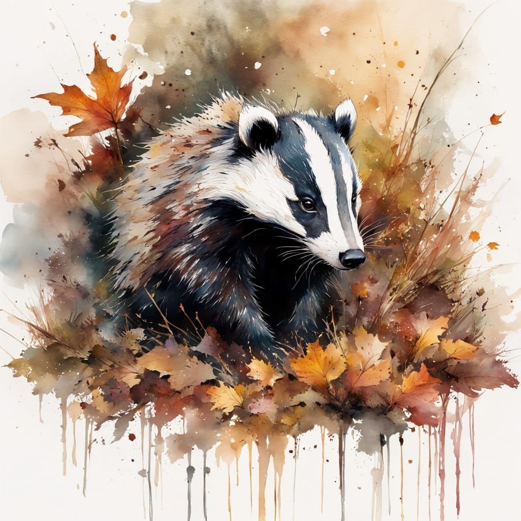 Badger sitting on the ground