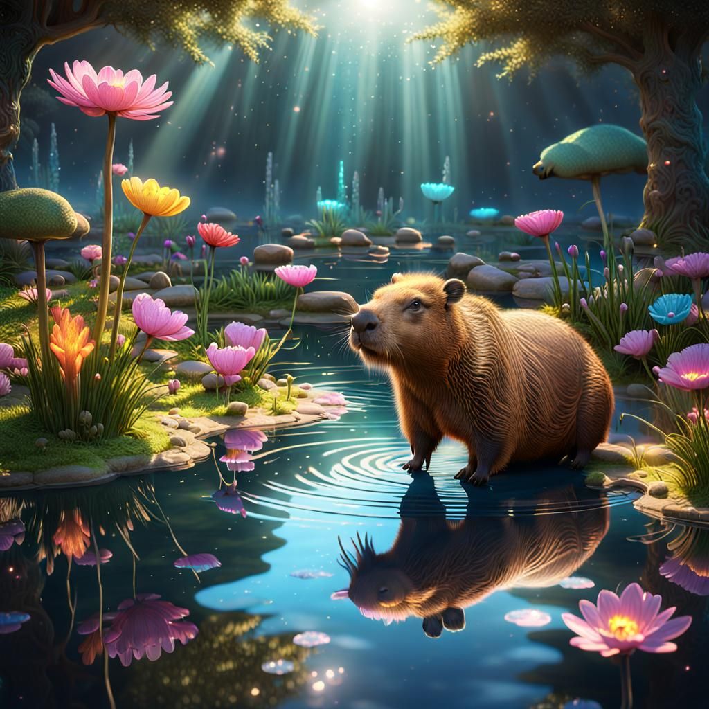 Capybara in Sunlight: Fantasy Concept Art
