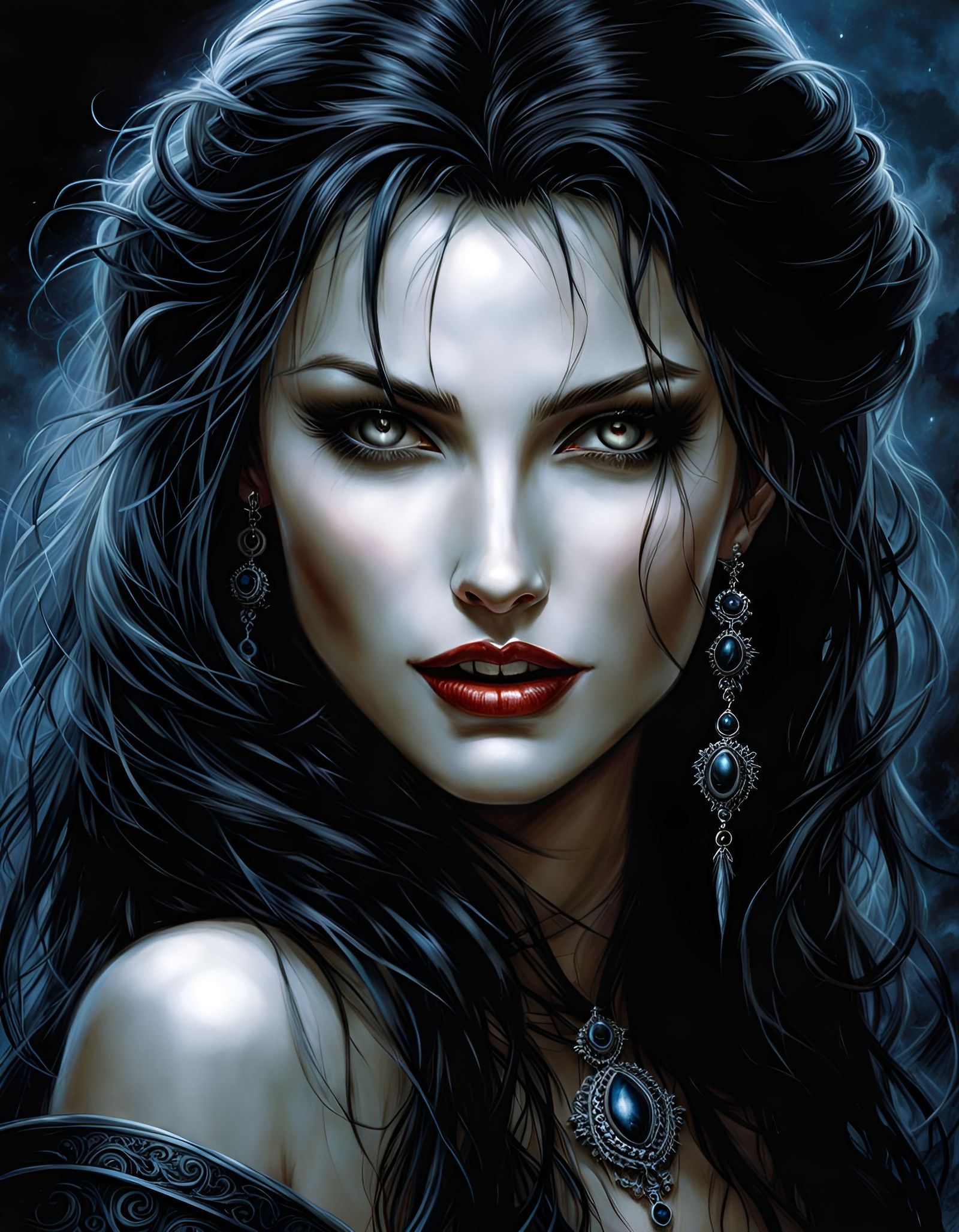 Joyful Vampiress Portrait in Dark Fantasy Style