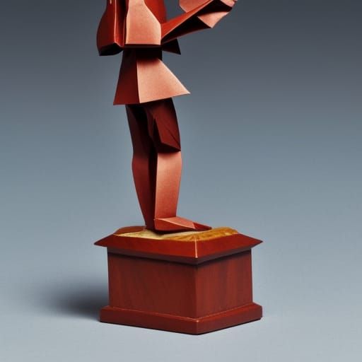 Mahogany Sculpture of Kindness in Origami Style