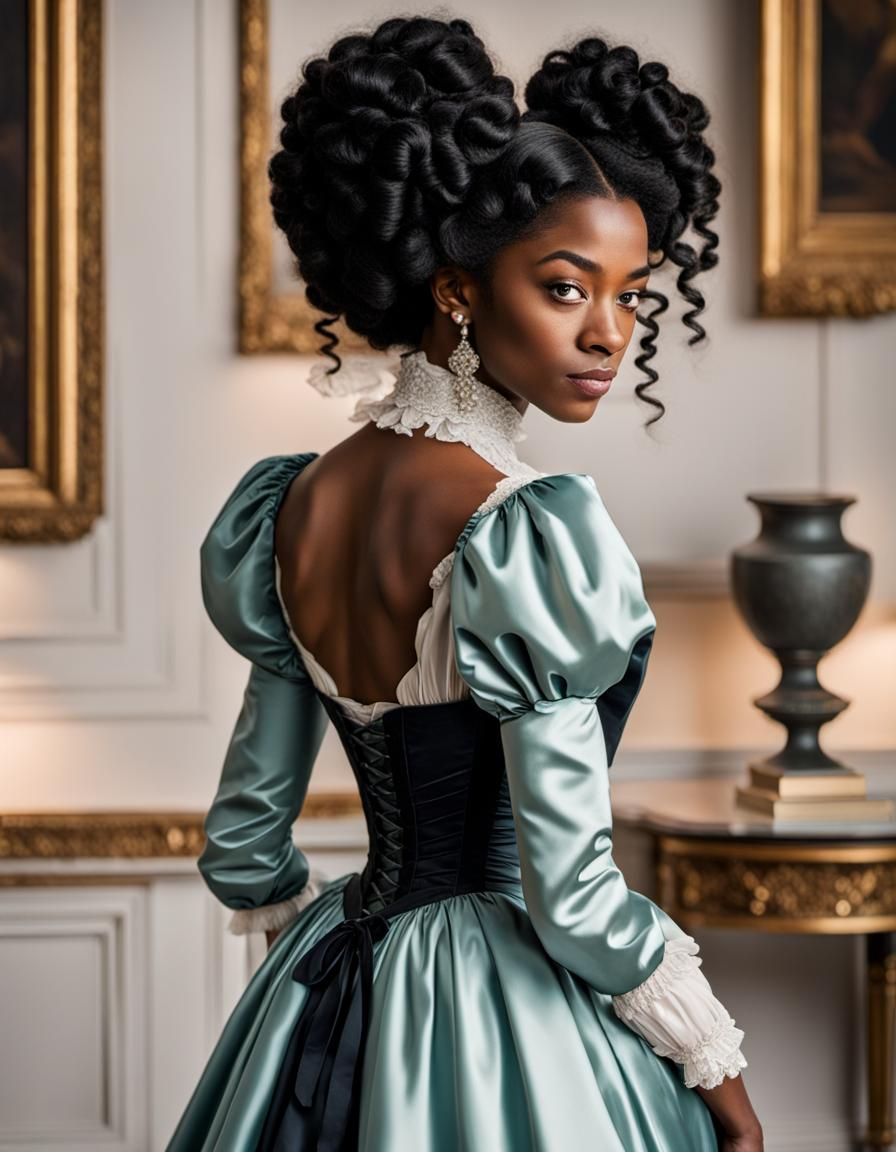 Regency-Era Black Girl in Silk Dress