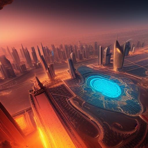 Fantastical Dubai Concept Art in Deep Color