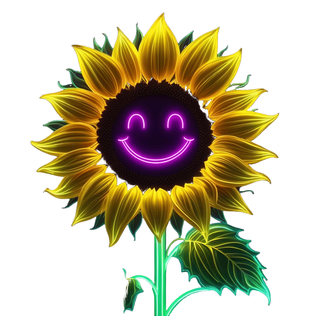 Happy Sunflower Neon Poster Art