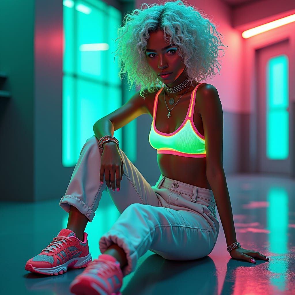 Futuristic Brazilian Girl in Cyberpunk Style