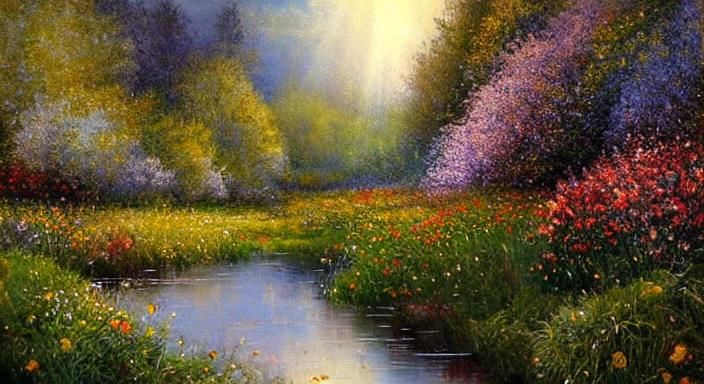 Moonlight Rainbow Droplets: An Impasto Impression