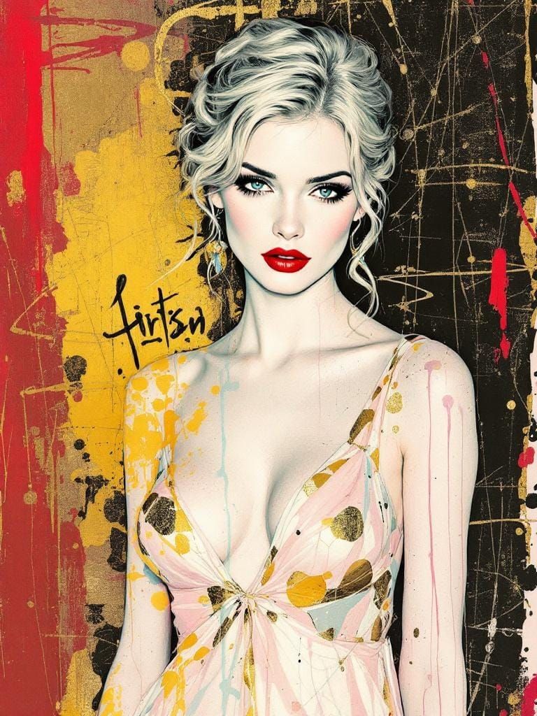 Blonde in Satin: Klimt, Basquiat, and Film Noir Fusion