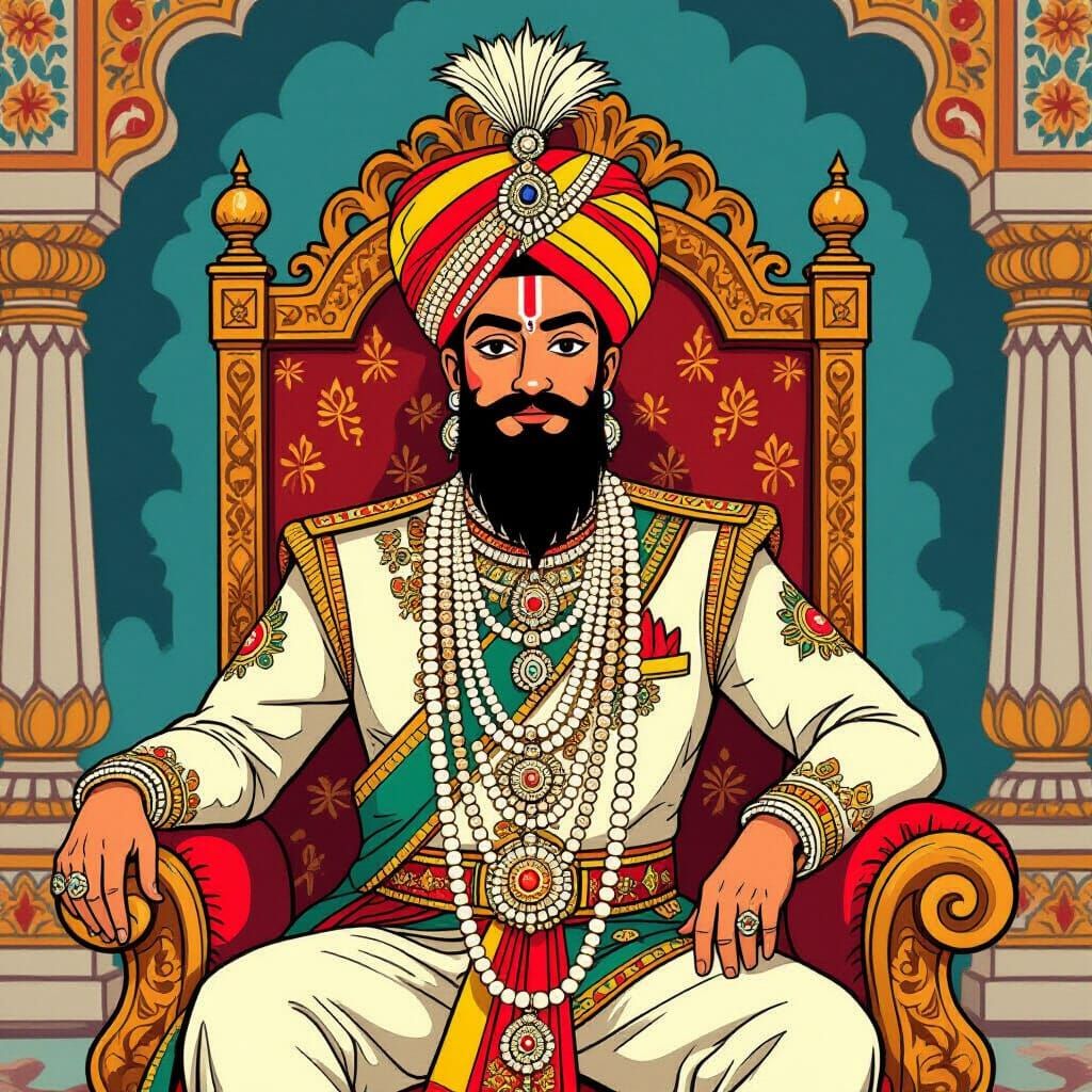 Maharaja Portrait in Hungarian Folk Style