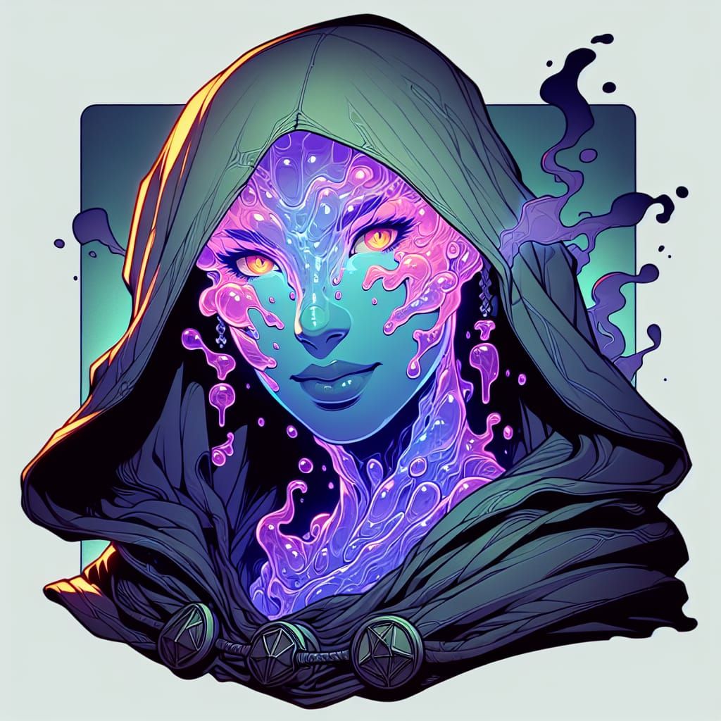 Slime Woman Ninja Character Portrait