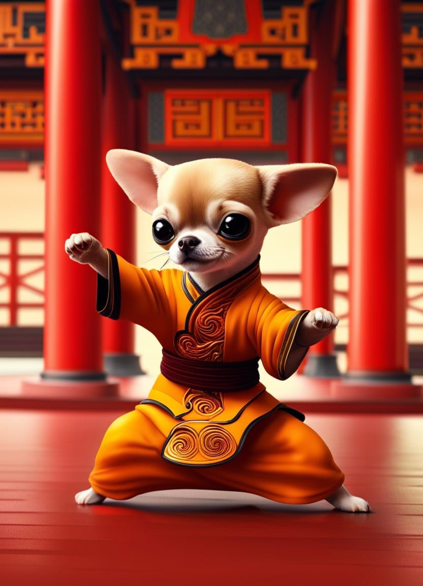 Shaolin Chihuahua Kung Fu in Temple