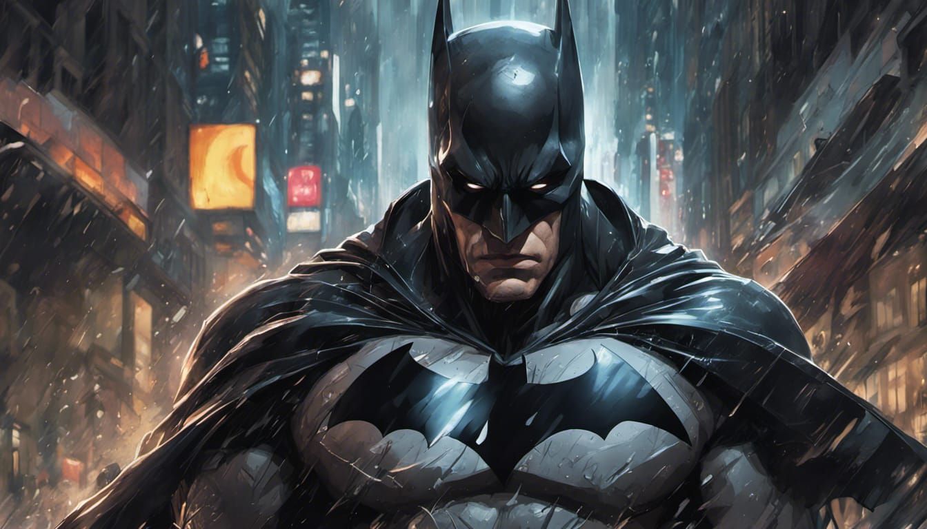 Batman in Gotham City, Hyperdetailed Concept Art