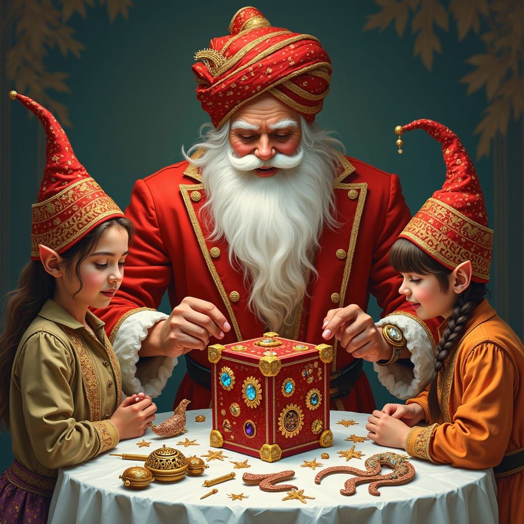 Bollywood Santa in Whimsical Workshop