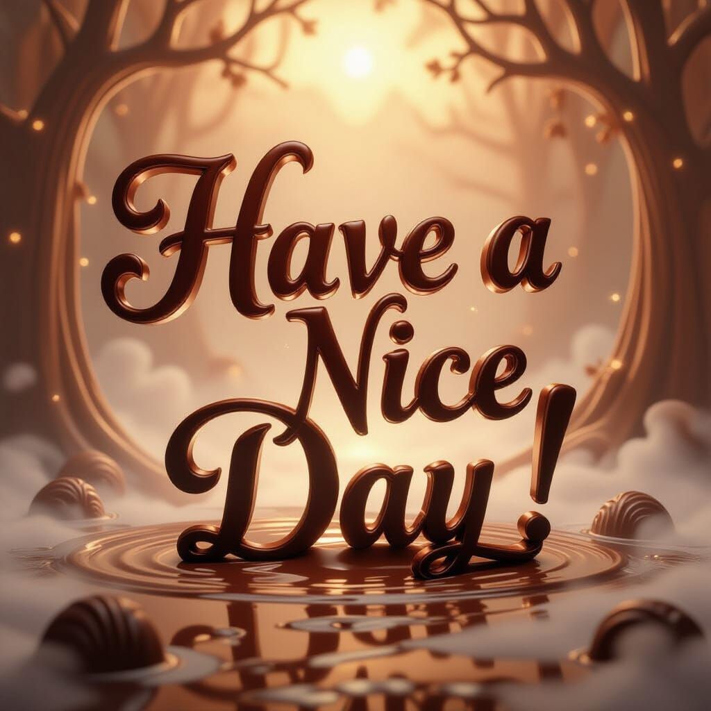 Words in Chocolate Script with Ethereal Mist