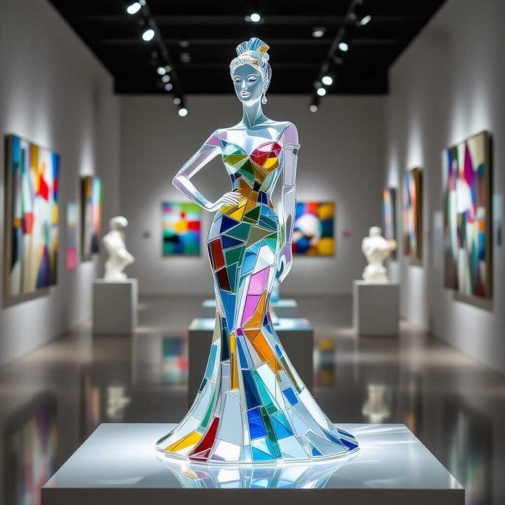 Audrey Hepburn Sculpture in Frosted Glass Art