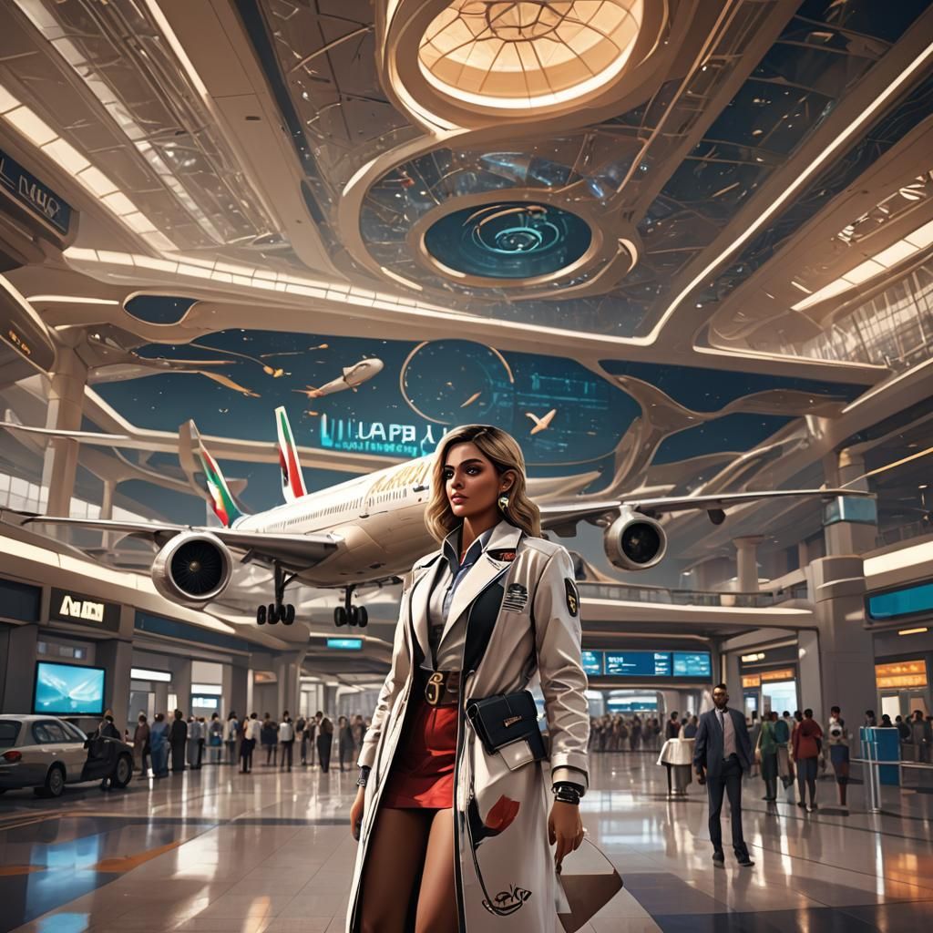 Airport Call Girl as Detailed Matte Painting