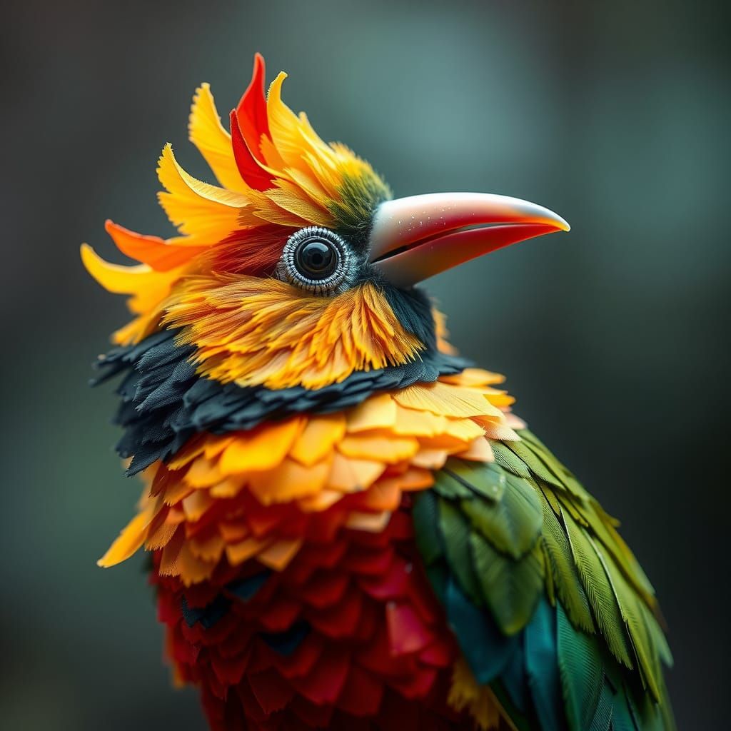 Fabric Scrap Gouldian Finch in Whimsical Style