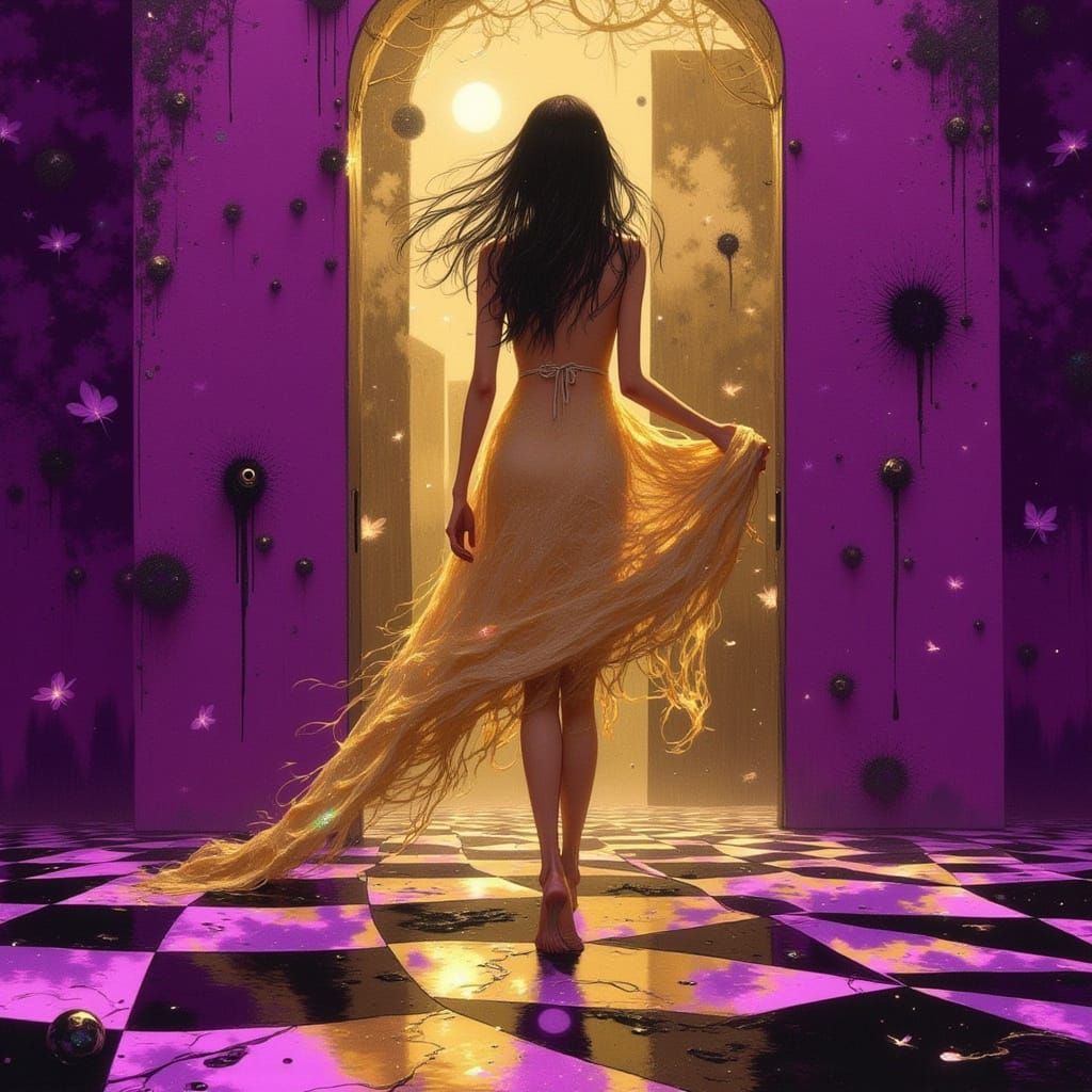 Ethereal Woman in Mystical, Biomechanical Realm