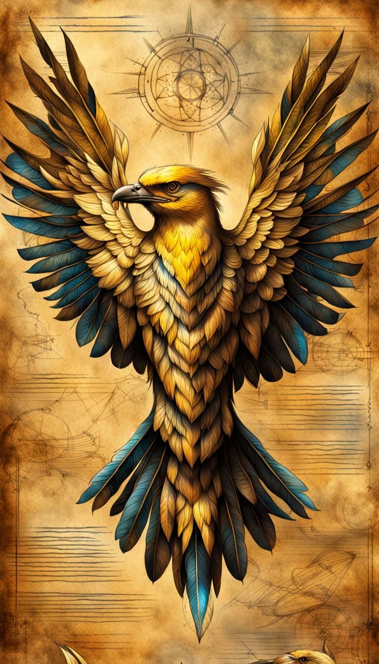 Legendary Thunderbird Bird Sketch in Gritty Style