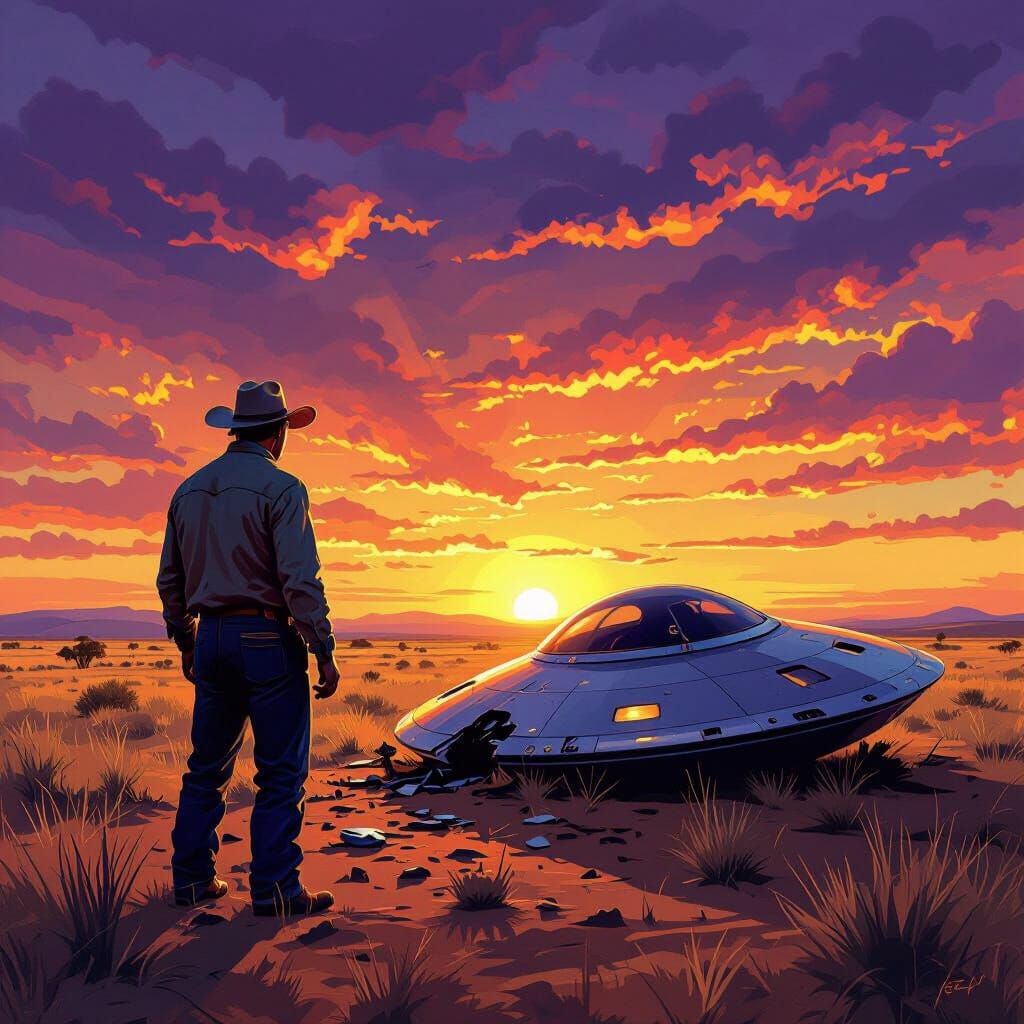 Rancher Discovers Crashed UFO in Outback Sunrise