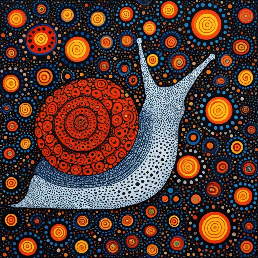 Surreal Snail Portrait in Polka-Dotted Space