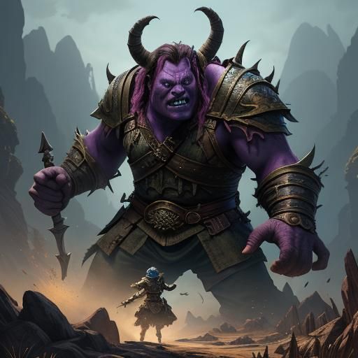 Siblings Battle Ogre in Fantasy Concept Art