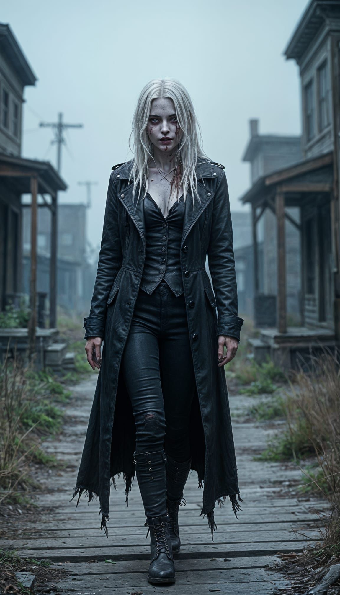 Stunning Female Zombie in Abandoned Ghost Town