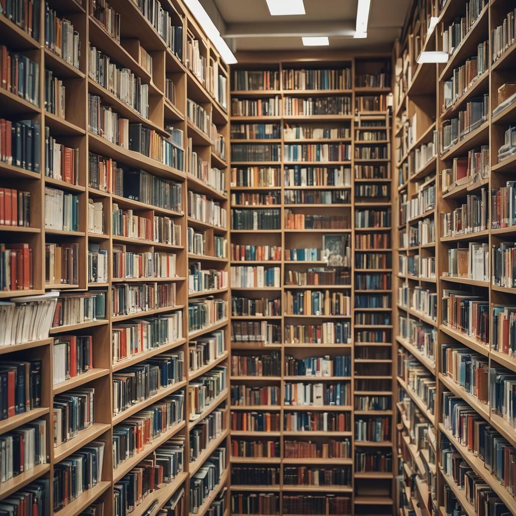 Grand Library Interior with Bokeh Lighting