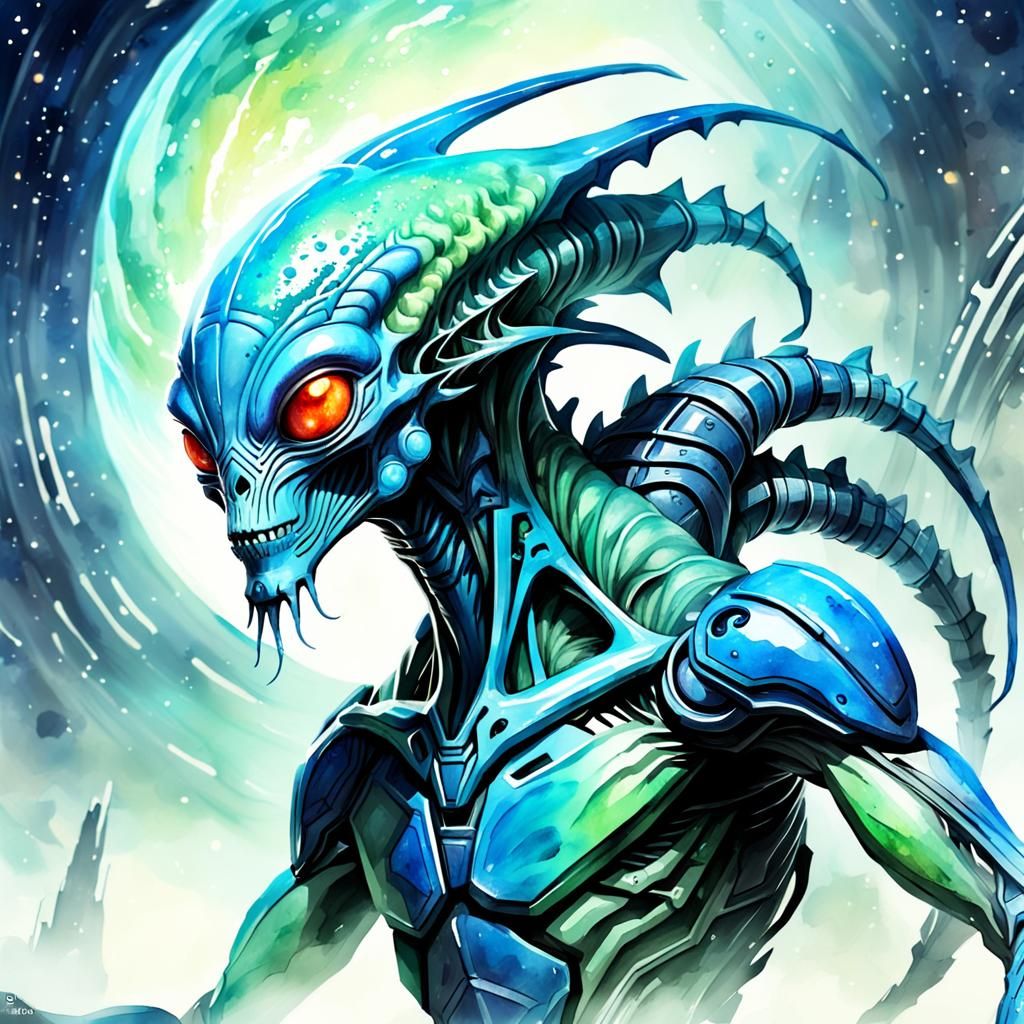 Fanatical Alien Creature in Futuristic Spacecore Style
