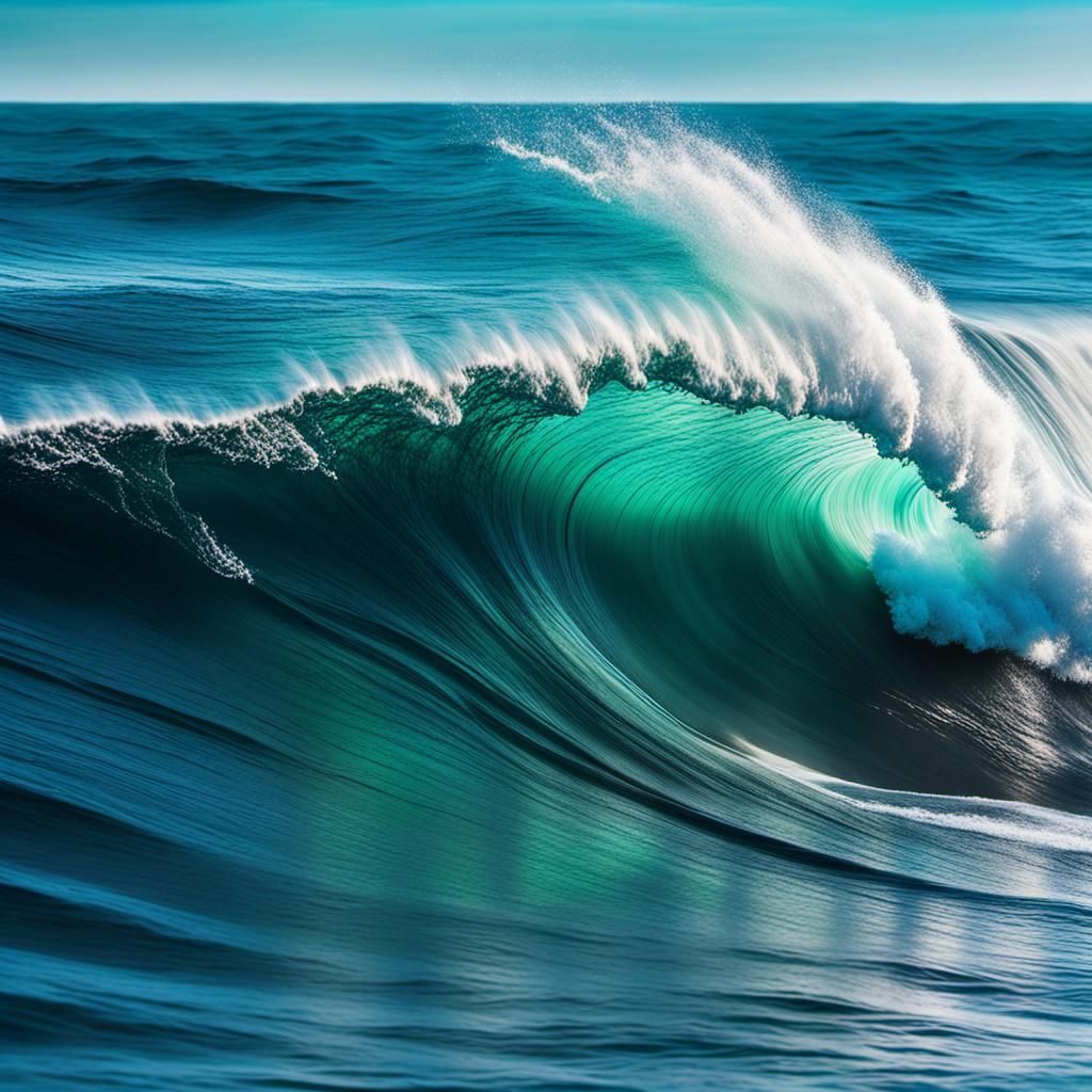 Ethereal Ocean Waves in Radiant Sunlight