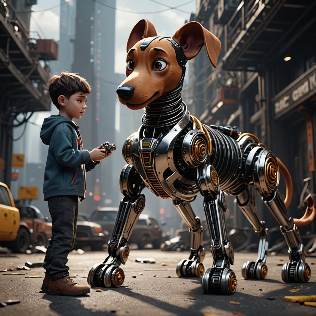 Futuristic Slinky Dog Toy in Sci-Fi Style