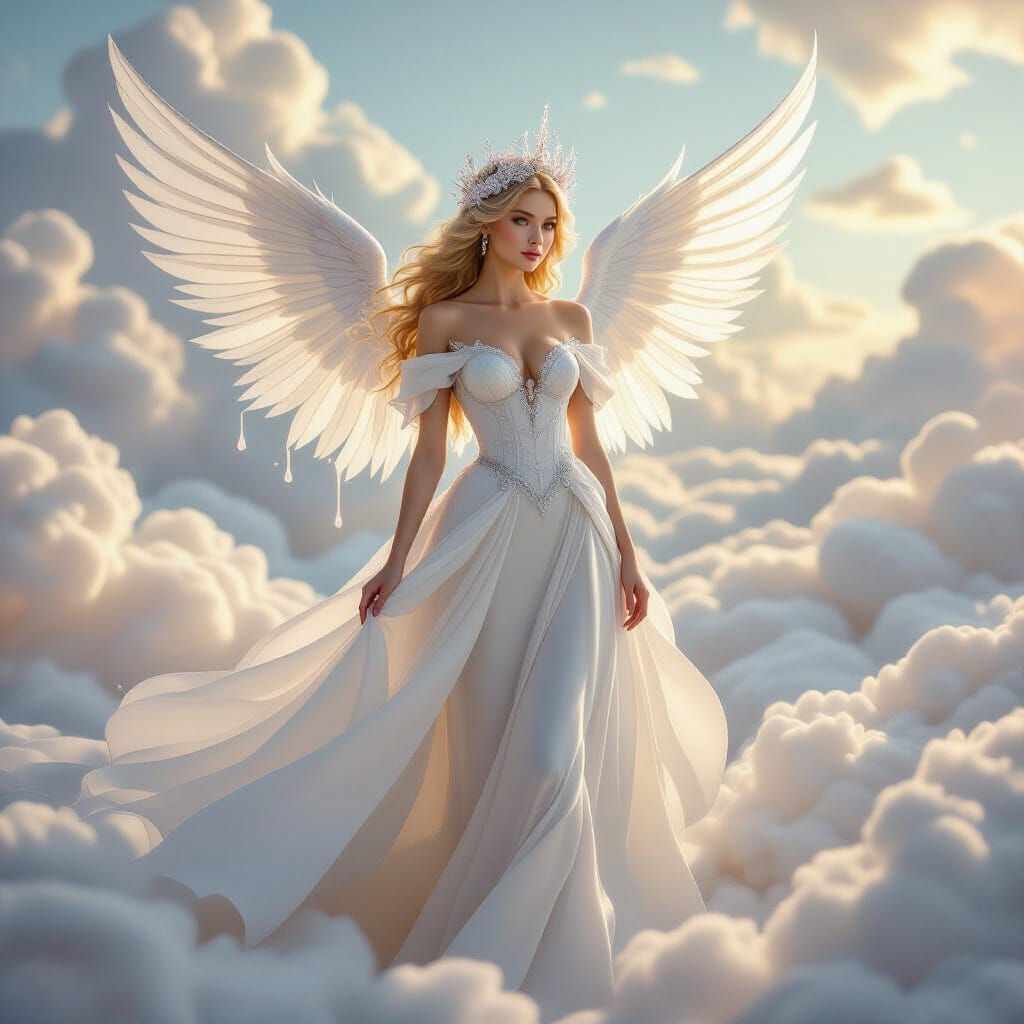 Milk Princess in Ethereal Landscape, Hyper-Realistic Illustr...