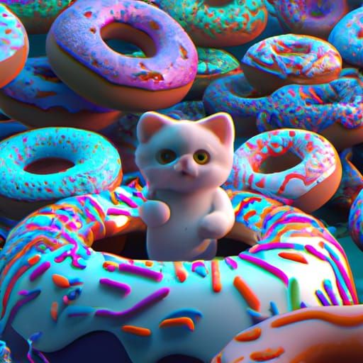 Kitten in Donut Pool: Fantasy Concept Art