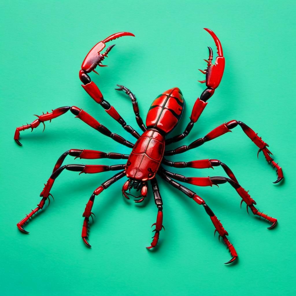 Red Scorpion on a Contrasting Background