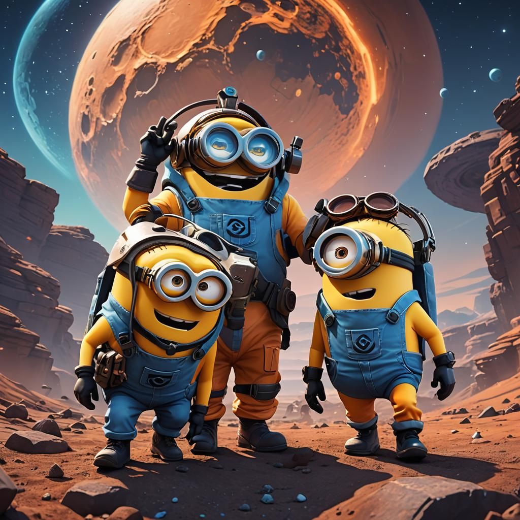 Minions Stealing the Moon in Anime 3D Concept Art