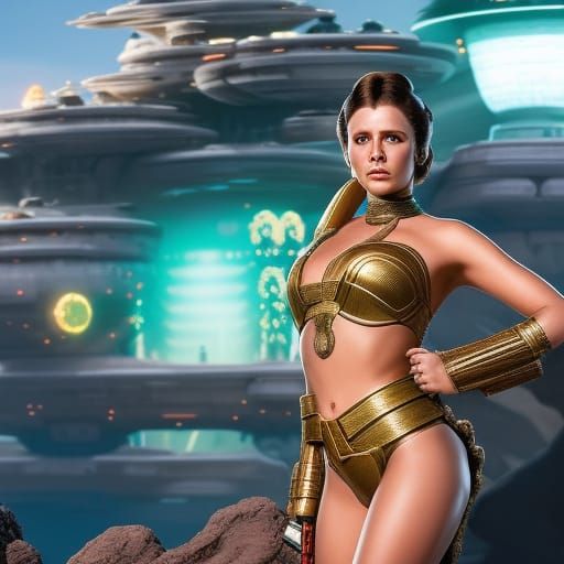 Princess Leia in Metal Bikini: Star Wars Matte Painting