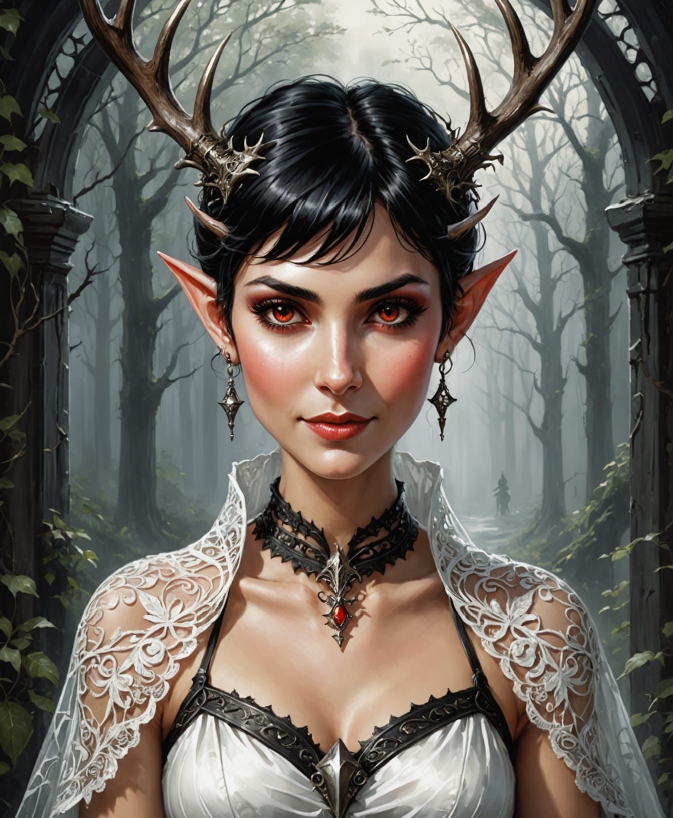 Enchanting Elf Maiden Portrait as Digital Art