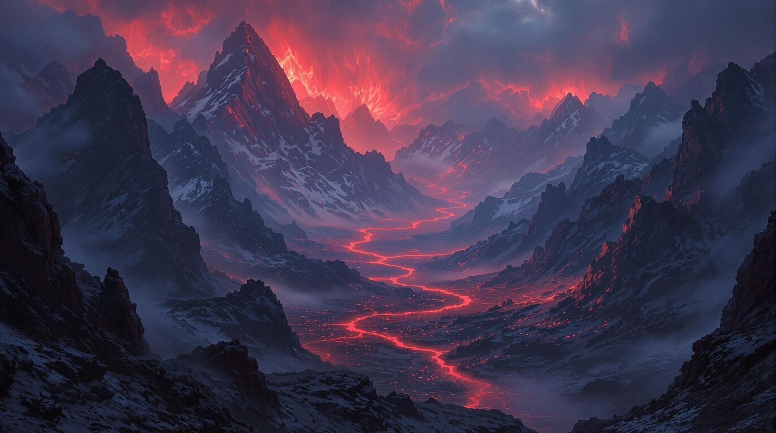 Epic Landscape in Fiery Light, Digital Art