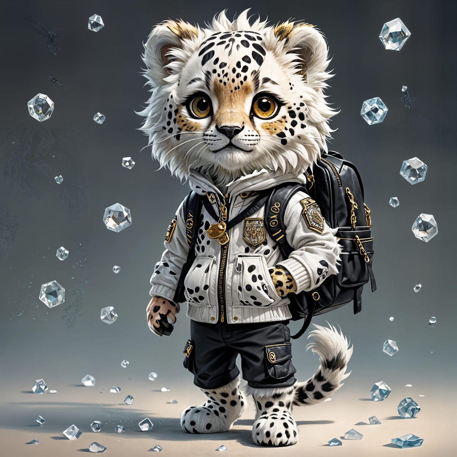 Chibi Ice Cheetah Ready for School
