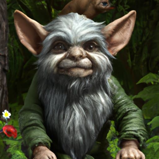 Evil Gnome Dog Statue in the forest