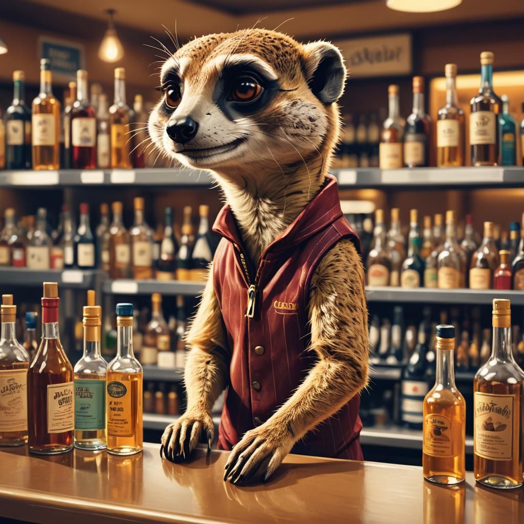 Whimsical Liquor Store Scene in Pixar-Inspired Digital Art