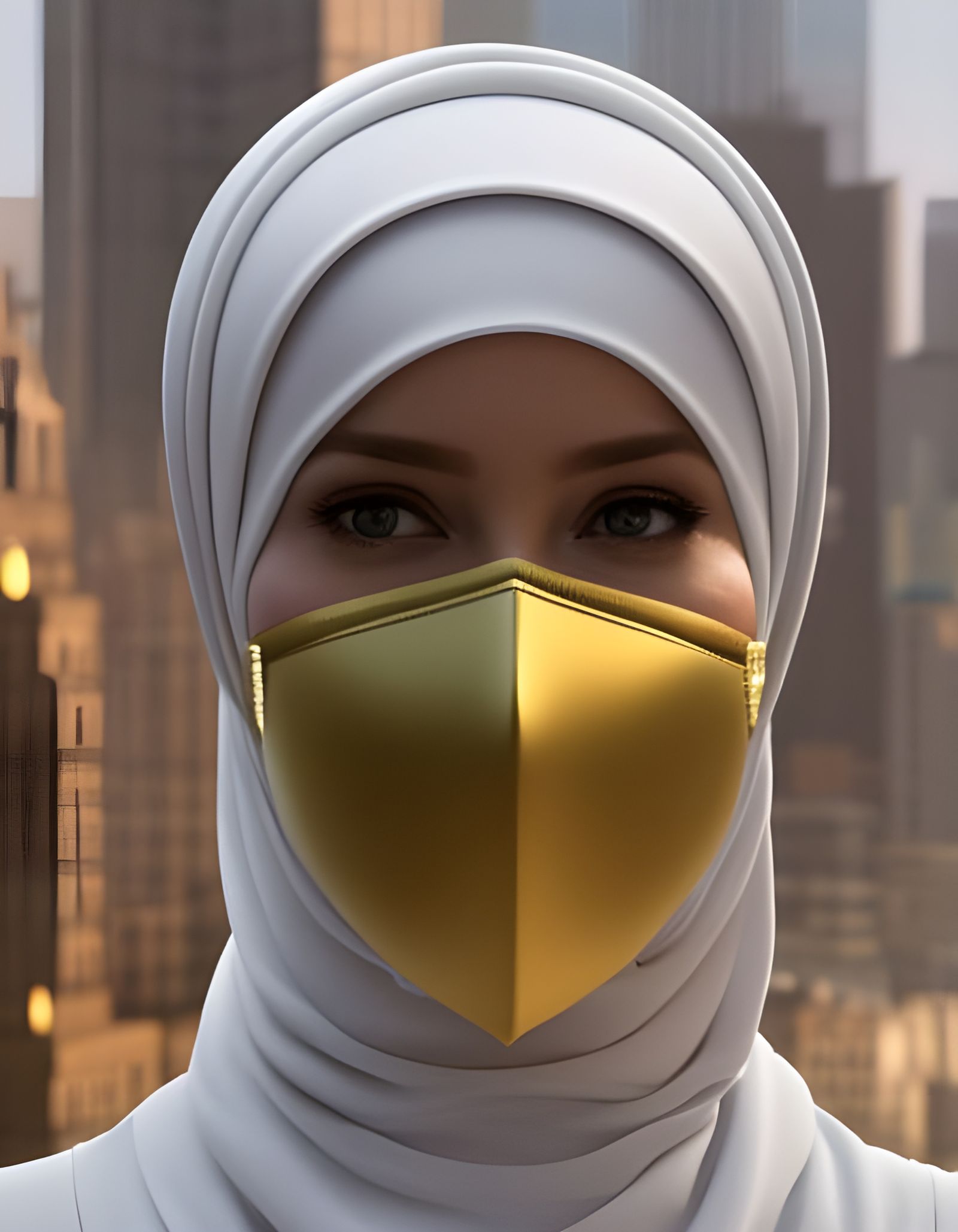 Woman in Hijab and Mask: Hyperdetailed Portrait