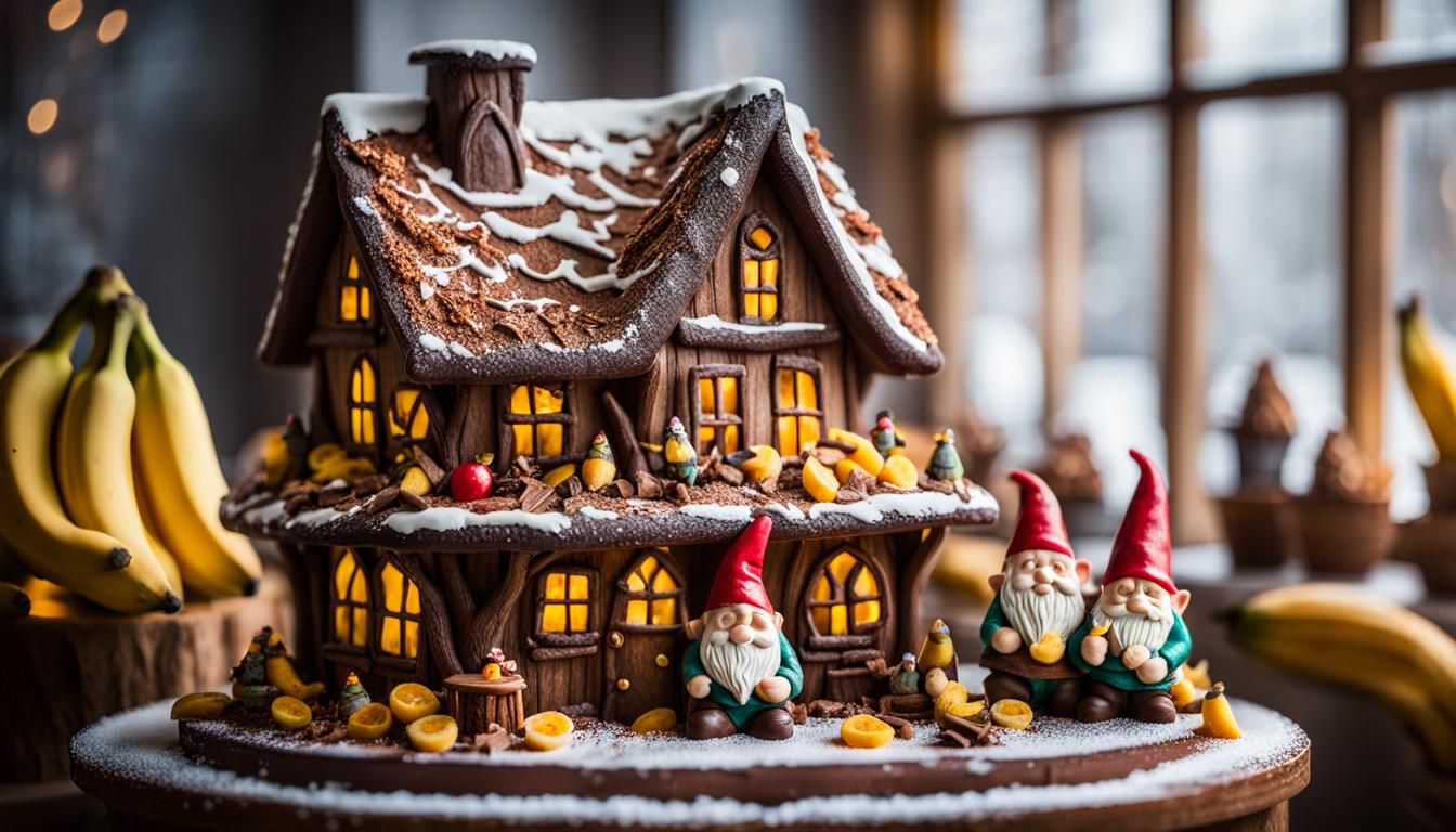 Gnome House Cake Sculpture with Gnomes
