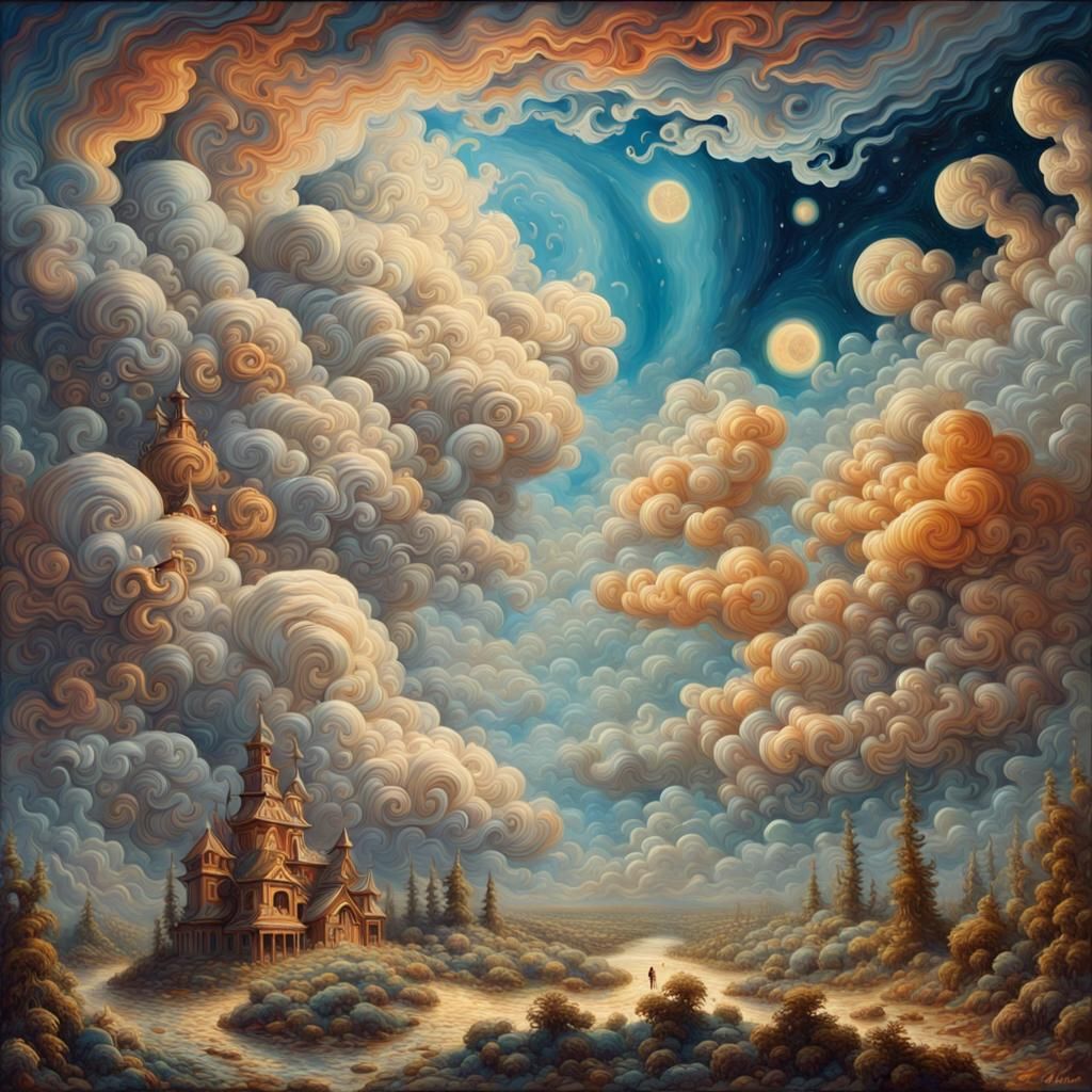 Psychedelic Cosmic Clouds Painting