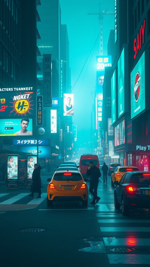 Cyberpunk Cityscape in Neon Hues